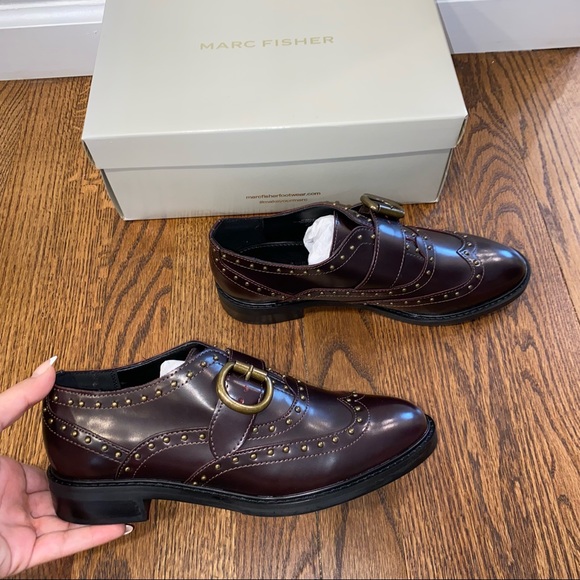 Marc Fisher Shoes - New Size 7.5 Marc Fisher Bryleigh Dark Red Studded Oxfords